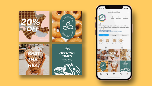 sugar dessert shop instagram mockup