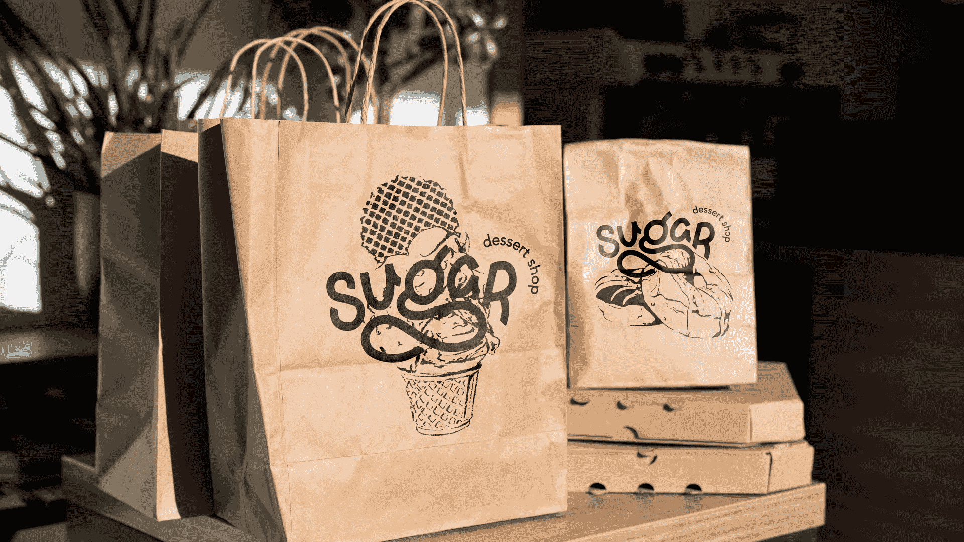 sugar dessert shop packaging mockup