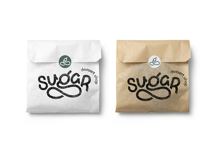 sugar dessert shop bag stamp mockup